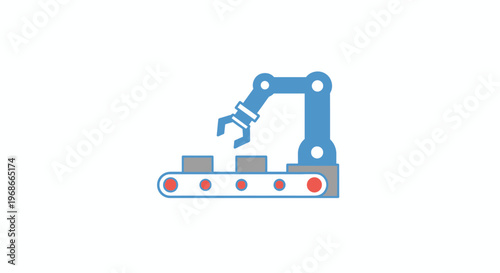 Industrial robotic arm on a conveyor belt.