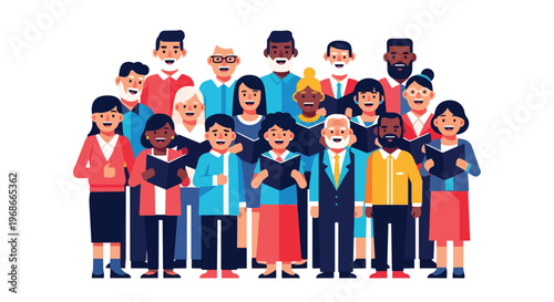 Diverse Group of People Singing Together in a Choir