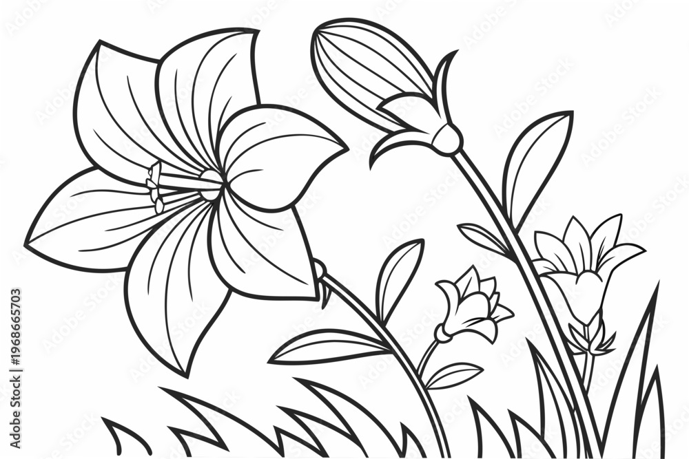 Obraz premium coloring page line art the balloon flower black vector