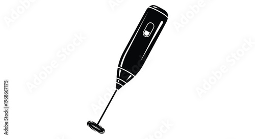 A black immersion blender depicted in a stark minimalist style emphasizing its form and function silhouette high quality professional detailed