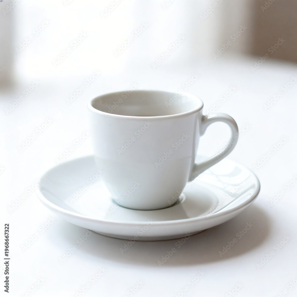 Obraz premium White Ceramic Cup with Saucer on Table