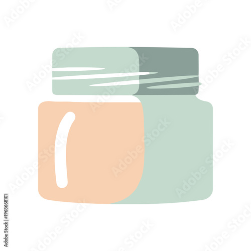 Minimalist cosmetic jar illustration for skincare and beauty products in pastel colors