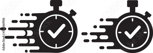 Fast stopwatch timer icons for quick service and efficiency