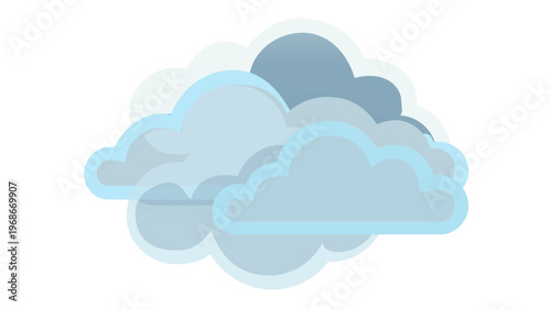 Stylized blue clouds vector illustration icon, minimalist flat design for weather forecasting and atmospheric sky elements, scalable graphic for web and mobile applications, AI-generated art.