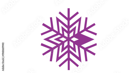 Vibrant blue and purple gradient snowflake vector icon illustration featuring a geometric minimalist design for winter weather, holiday season, and cold climate themes, scalable AI-generated art.