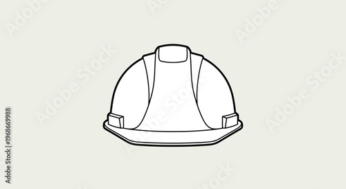 Simple black and white line drawing of a standard construction hard hat or safety helmet shown from a front perspective on a light background.