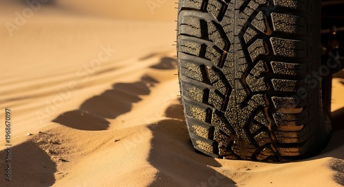 Close-up of rugged off-road tire.