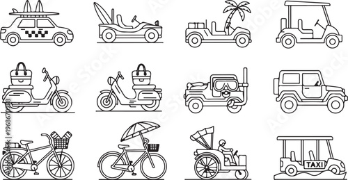 Fotografia Various modes of transportation from vintage to modern designs Vector