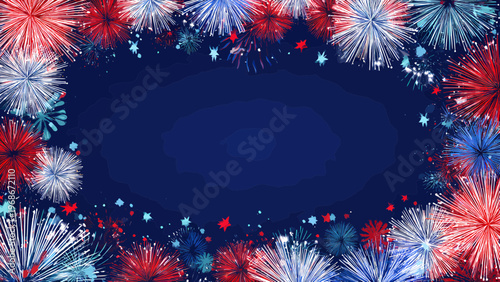 An isometric illustration depicts a vibrant university campus scene at night with a stunning fireworks display.