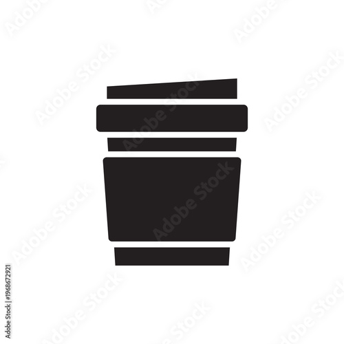 Solid glyph icon of a paper takeaway coffee cup for morning office routines