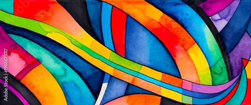 Bright watercolor background with colorful pattern