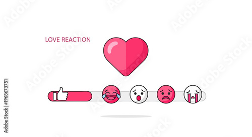 Love Reaction Slider with Heart Icon and Emojis - Social Media Engagement Concept