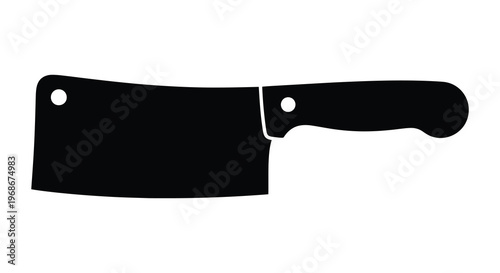 A stark black silhouette of a cleaver showcasing its robust blade and handle design a powerful kitchen tool silhouette high quality