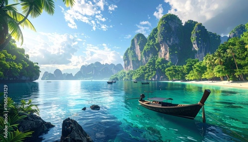 Stunning Thailand wallpaper in 8K resolution featuring an amazing view with boats