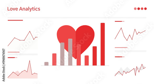 Love Analytics Heart Chart Data Analysis Vector Graphic