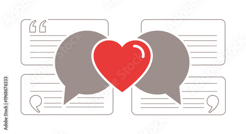 Love Conversation Heart Chat Bubbles Quotes Communication Concept