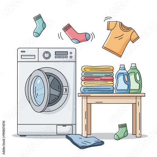 Washing Machine, Laundry, Clothes, Detergent, Cleanliness, Household Chores, Bright Colors