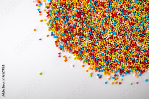 Colorful Sprinkles Scattered on White Background