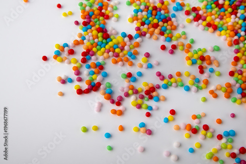 Colorful Sprinkles Scattered on White Background