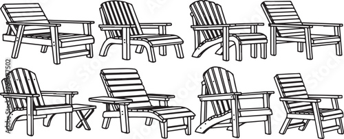 A collection of wooden chairs with woven seats in various styles Vector