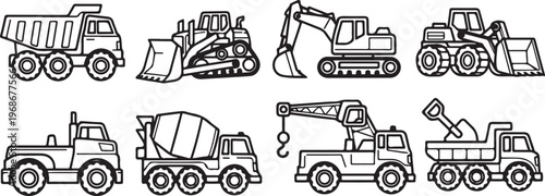 A collection of eight different types of classic and vintage cars Vector