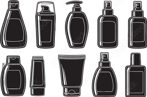Various styles of black handbags and purses arranged in a grid layout Vector