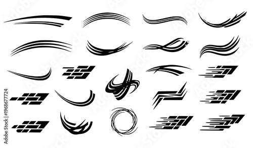 A collection of modern abstract swoosh vector graphic designs