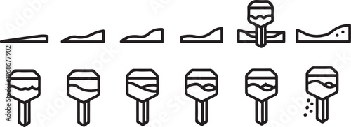 A sequence of chair illustrations demonstrating different styles and perspectives Vector