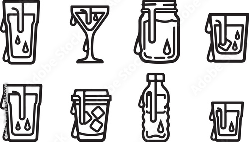 Vector illustration of various liquid containers with different shapes Vector