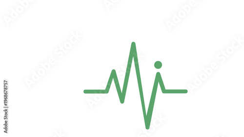 Green heartbeat pulse line vector icon illustration, minimalist EKG ECG monitor trace symbol for medical healthcare, cardiology diagnostic concept, flat design scalable graphic on white background.