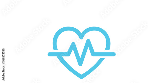 Blue gradient heart rate monitor icon with EKG pulse line, minimalist medical healthcare vector illustration for cardiology, fitness, and wellness apps, scalable flat design graphic element.