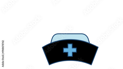 Professional nurse cap vector icon illustration featuring a minimalist flat design with a medical cross symbol. Scalable AI-generated graphic perfect for healthcare, hospital, and clinic branding.