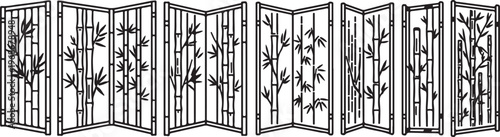 Illustration of a wooden fence line with young plants growing along it Vector
