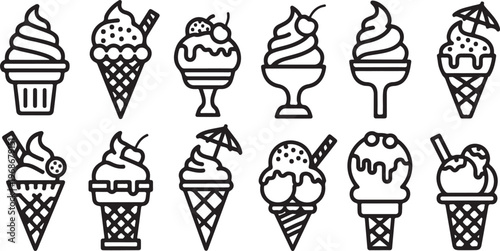 A collection of twelve stylized cartoon snowmen with unique hats and accessories Vector