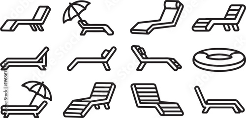 A collection of different types of chairs and a circular table illustration Vector
