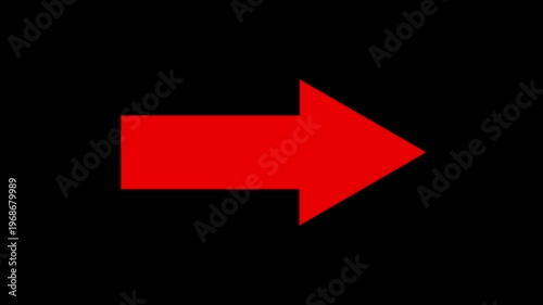 Read simple straight animated arrow pointing to the right on black background or transparent background. Right-Pointing Arrow Animation