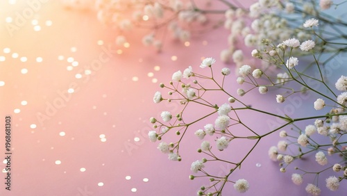 Colored background and white flowers.