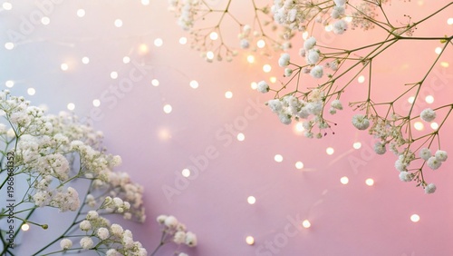 Colored background and white flowers.