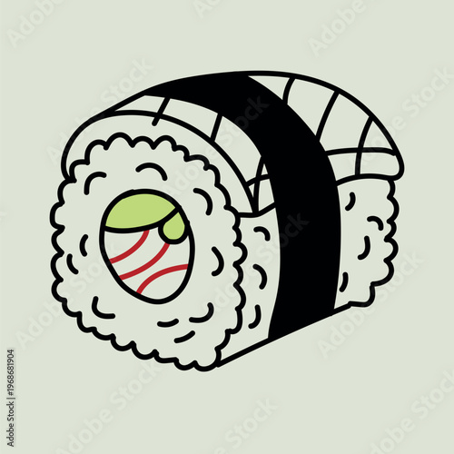 Title:
Monochrome Maki Sushi Roll Outline Vector Illustration, Japanese Food Line Art Icon
