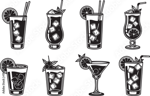 A collection of antique silver pitchers and cups with intricate engravings Vector