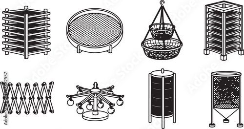 Illustrations of various household furniture and decorative items Vector