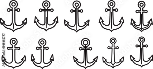 Simple line drawings of cartoon characters with various hairstyles and accessories Vector