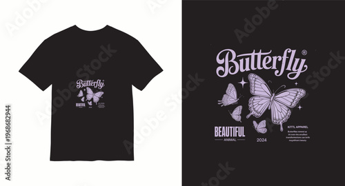 Butterfly beautiful animal apparel fashion design vector illustration