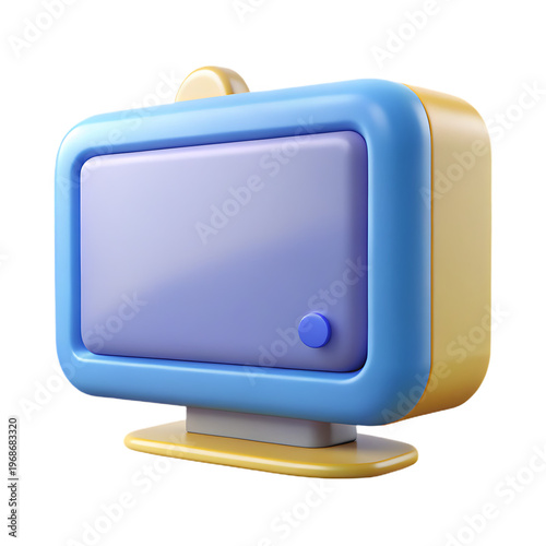 Wallpaper Mural Cute retro cartoon tv set in blue and yellow colors Torontodigital.ca