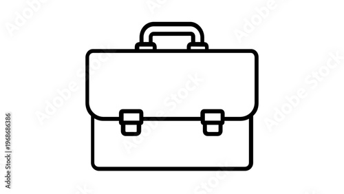 Professional briefcase vector icon illustration for business meetings, corporate work, and office supplies. Minimalist flat line art design of a classic leather bag for documents and laptop.