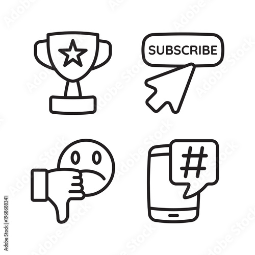 Business Achievement Branding Icon Collection Line Art