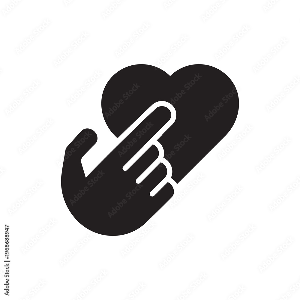 Obraz premium Social Engagement Heart Click Interaction Solid Icon