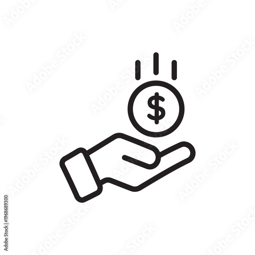 Hand Holding Money Coin Investment Profit Line Icon