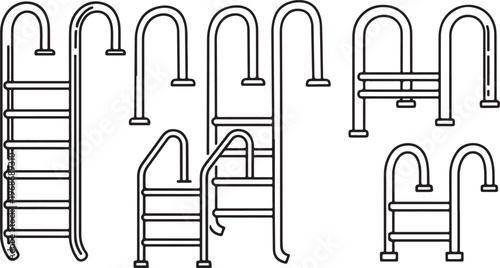 A series of chair sketches demonstrating different design styles and structures Vector