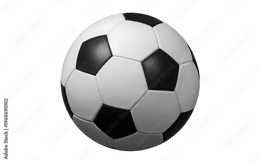 Fototapeta premium A black and white soccer ball on a white background isolated on transparent background, isolated on white background